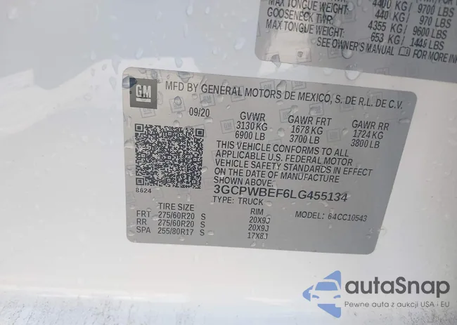 3GCPWBEF6LG455134: 42521280