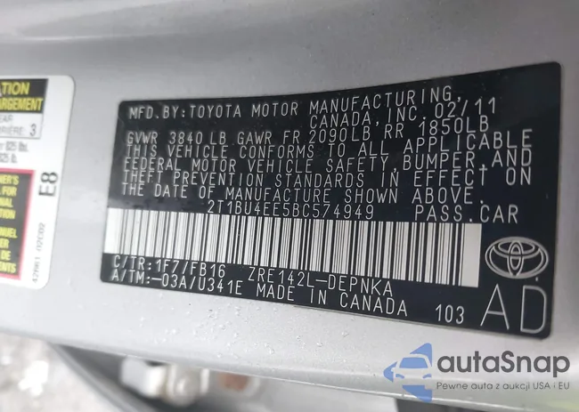 2T1BU4EE5BC574949: 42522764