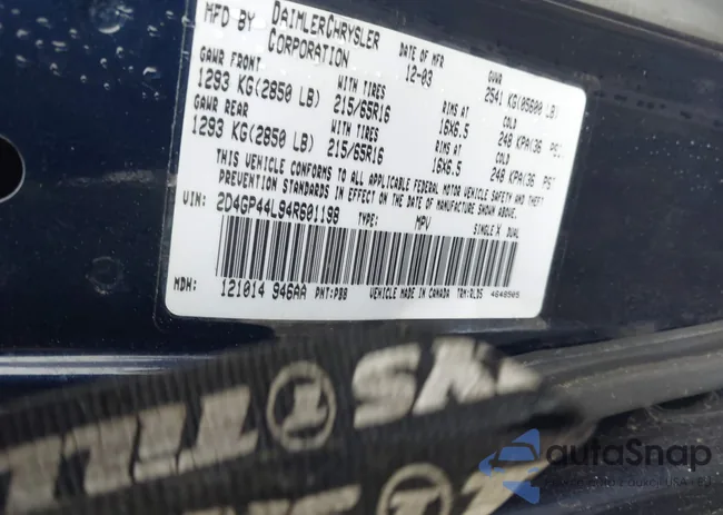 2D4GP44L94R601198: 42522777