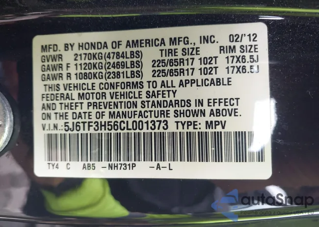 5J6TF3H56CL001373: 42522848