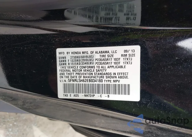 5FNRL5H62EB034180: 42523161