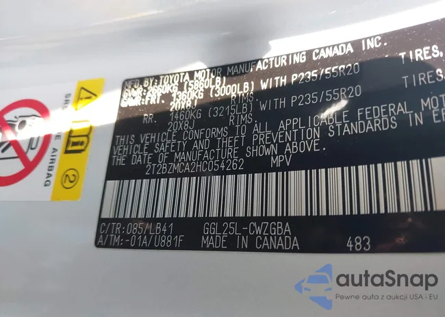 2T2BZMCA2HC054262: 42522455