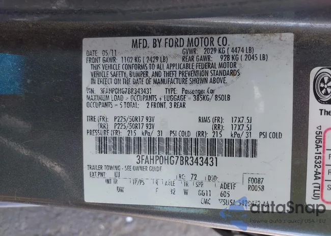 3FAHP0HG7BR343431: 42522530