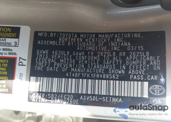 4T4BF1FK1FR488562: 42523600