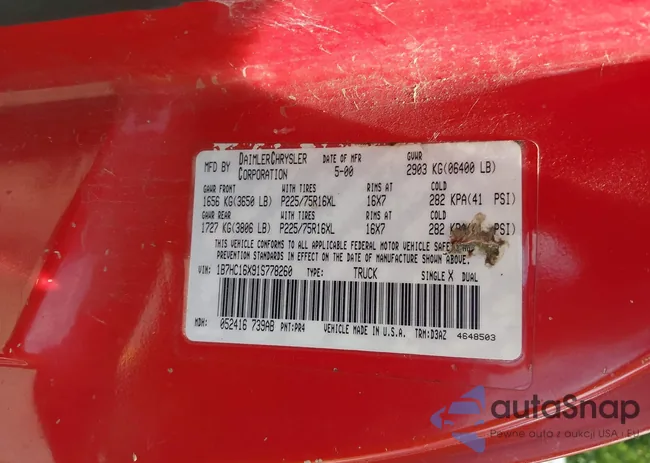 1B7HC16X91S778260: 42523606