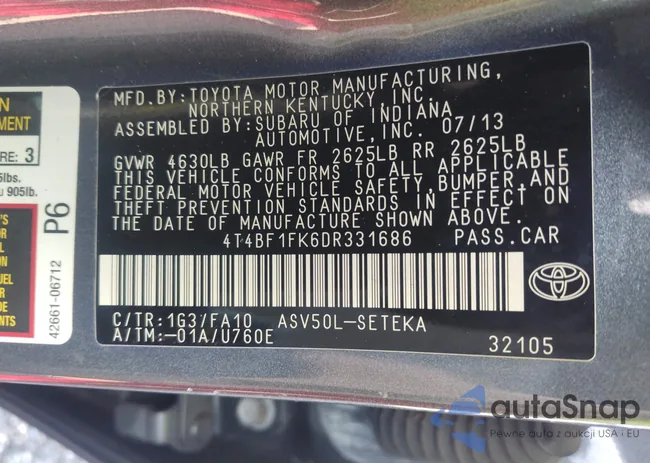 4T4BF1FK6DR331686: 42523619