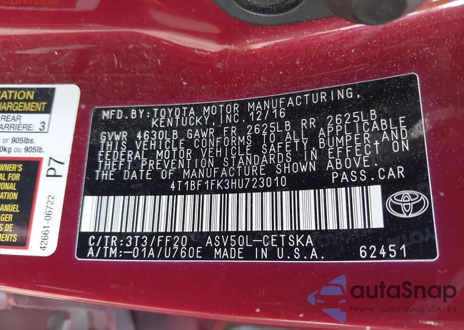 4T1BF1FK3HU723010: 42523673