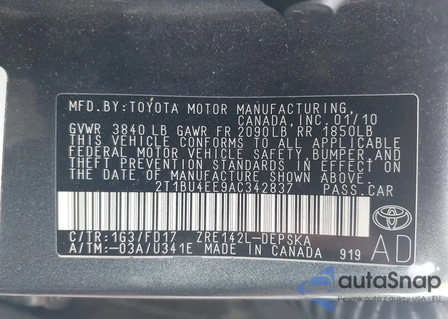 2T1BU4EE9AC342837: 42523674