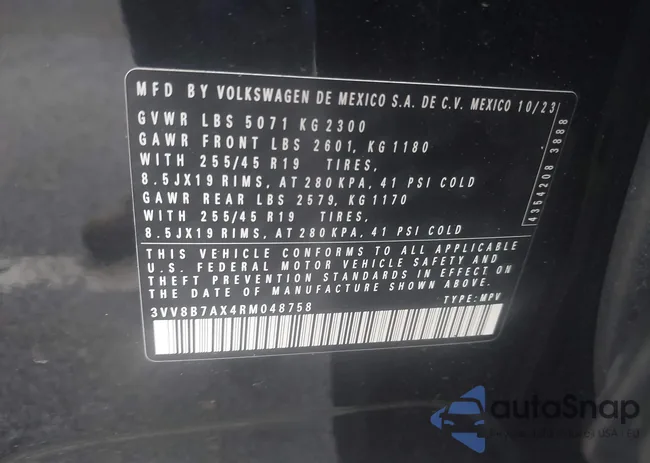 3VV8B7AX4RM048758: 42523725