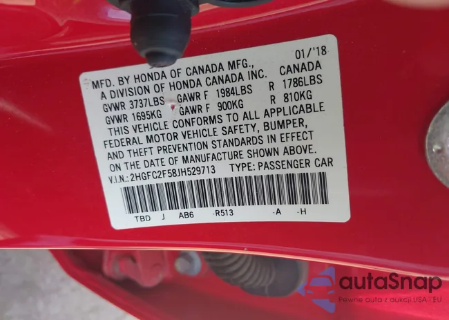 2HGFC2F58JH529713: 42523817