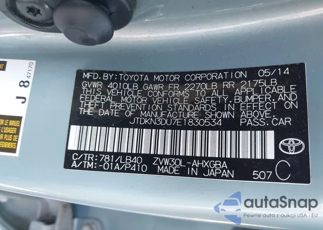 JTDKN3DU7E1830534: 42523982