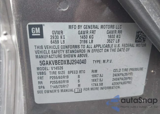 5GAKVBEDXBJ294040: 42523229