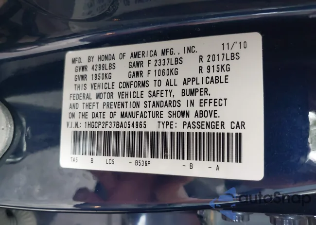 1HGCP2F37BA054965: 42523346