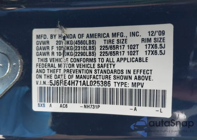 5J6RE4H71AL025386: 42523444