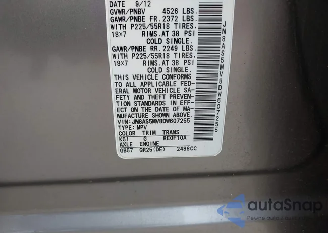 JN8AS5MV8DW607255: 42524603