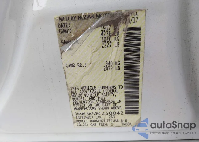 1N4AL3AP2HC250042: 42524777