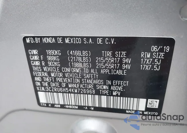 3CZRU6H54KM726968: 42524530