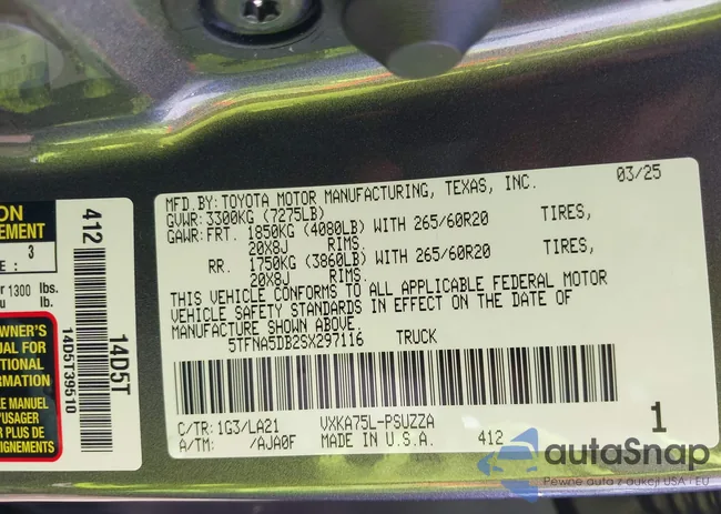 5TFNA5DB2SX297116: 42525638