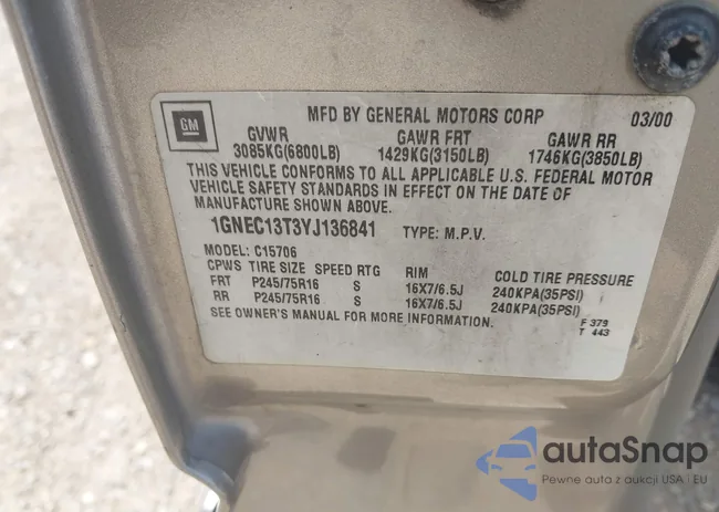 1GNEC13T3YJ136841: 42525792