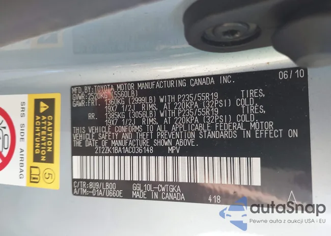 2T2ZK1BA1AC036148: 42525828