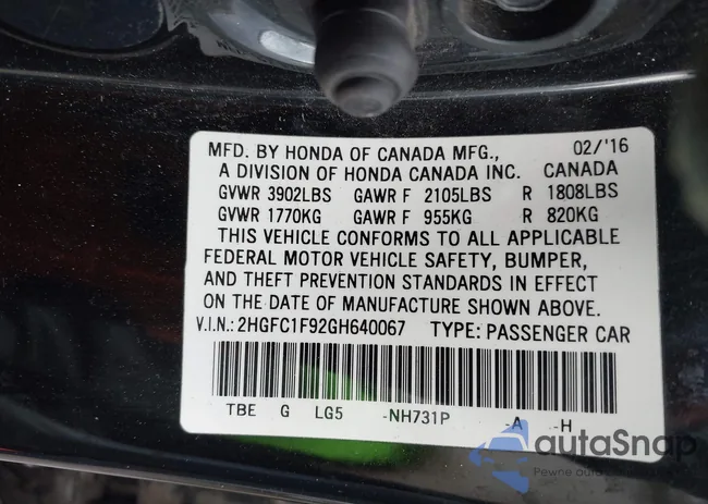 2HGFC1F92GH640067: 42526121