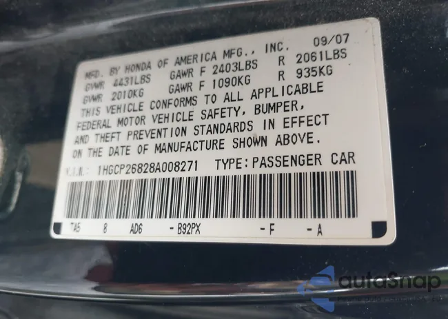 1HGCP26828A008271: 42526682