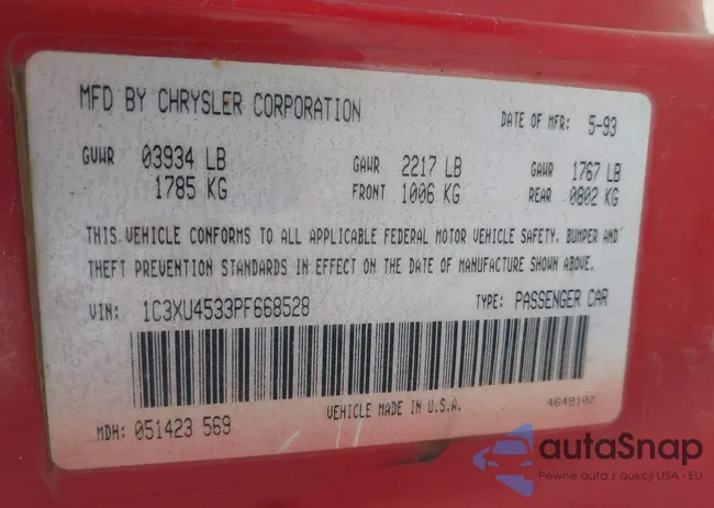 1C3XU4533PF668528: 42526791