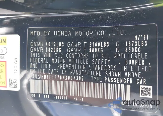 JHMFE1F76NX007392: 42526880