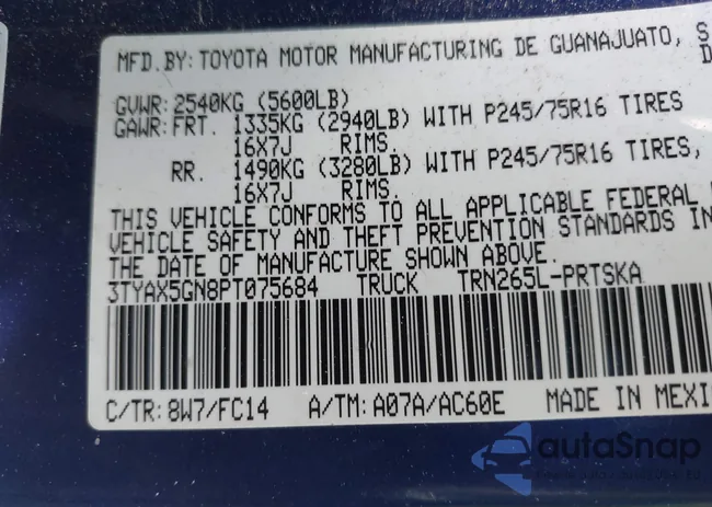 3TYAX5GN8PT075684: 42527013