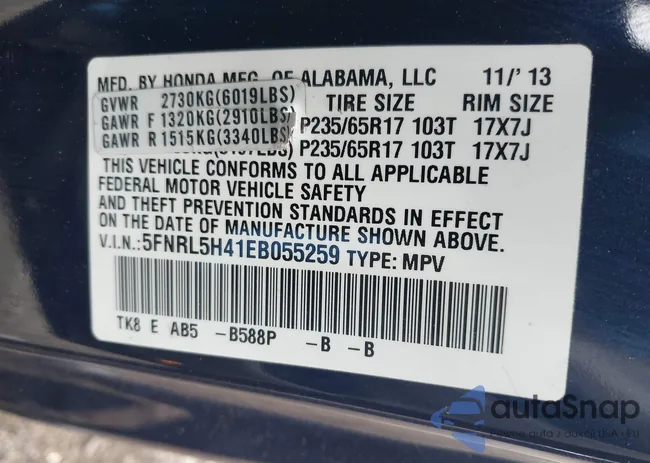 5FNRL5H41EB055259: 42527105