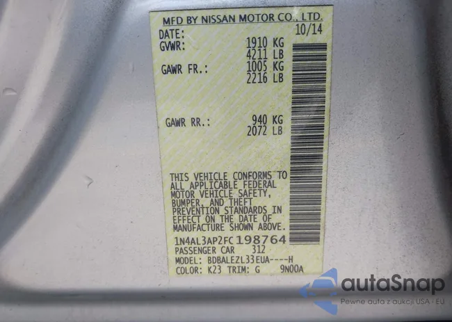 1N4AL3AP2FC198764: 42526462