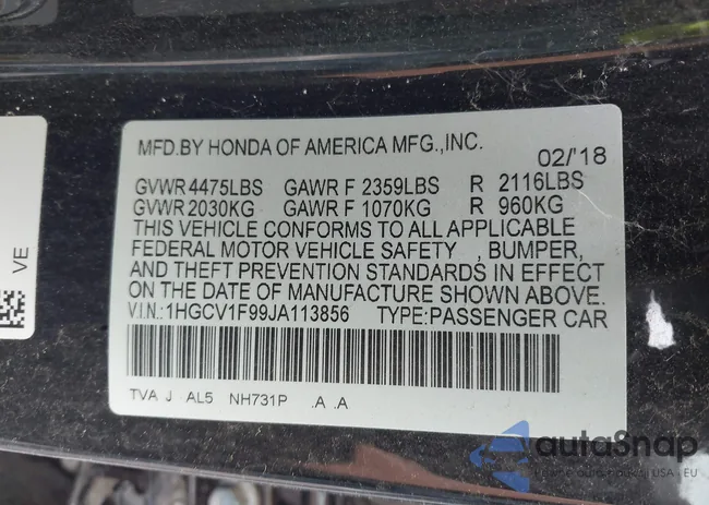 1HGCV1F99JA113856: 42527718