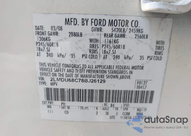 2LMDU68C78BJ26129: 42527998