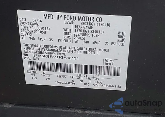 1FM5K8F81HGA18131: 42528020