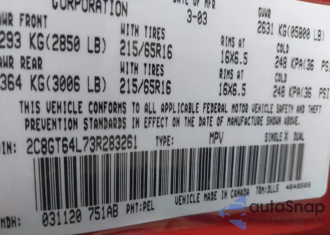 2C8GT64L73R283261: 42528035