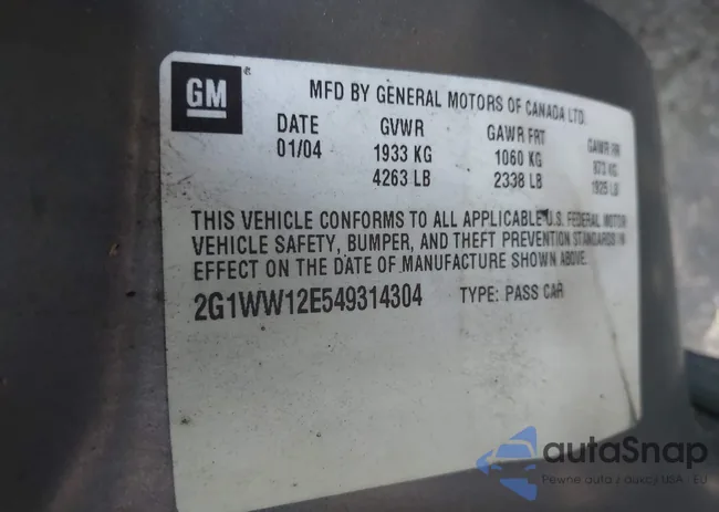 2G1WW12E549314304: 42527204