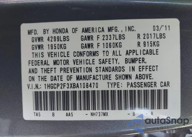 1HGCP2F3XBA108470: 42527212