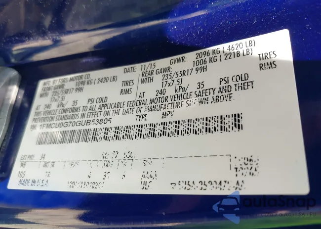 1FMCU0G70GUB53805: 42527356