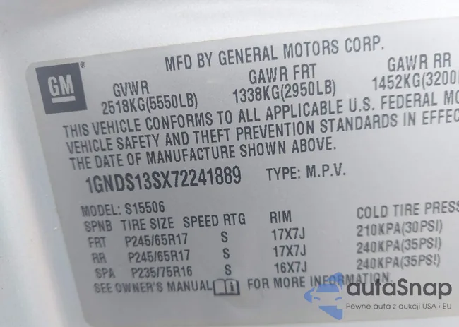 1GNDS13SX72241889: 42527505