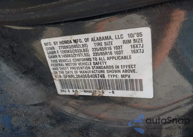 5FNRL38406B406748: 42528660