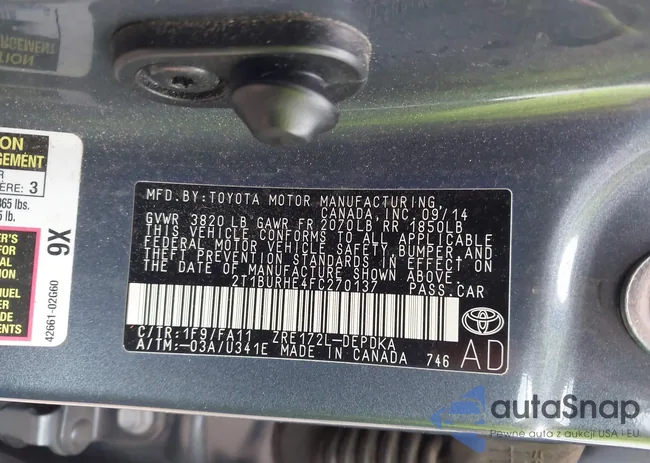 2T1BURHE4FC270137: 42528686