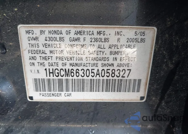 1HGCM66305A058327: 42528236