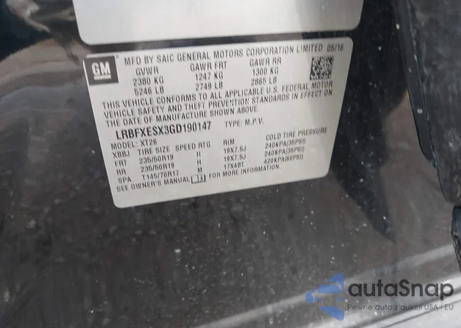 LRBFXESX3GD190147: 42528251