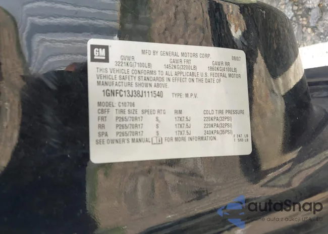 1GNFC13J38J111540: 42528340