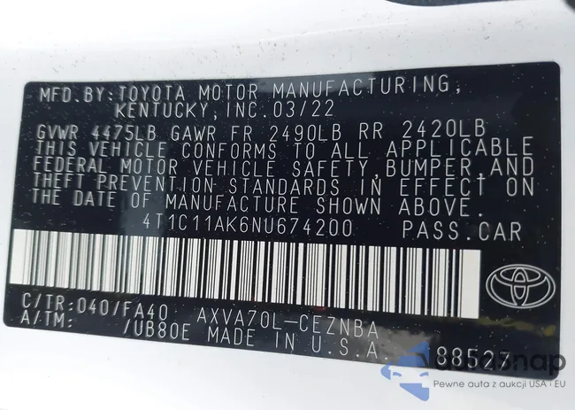 4T1C11AK6NU674200: 42529382