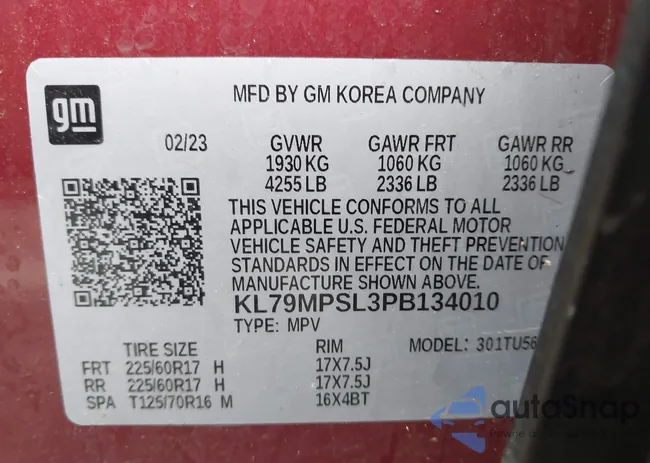 KL79MPSL3PB134010: 42529585