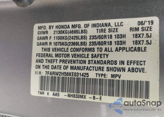 7FARW2H56KE031425: 42530596