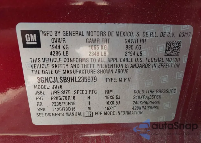 3GNCJLSB9HL235979: 42530662