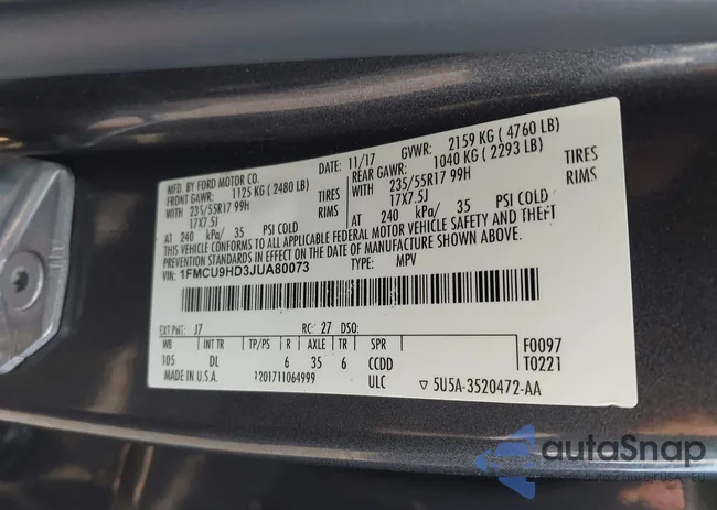 1FMCU9HD3JUA80073: 42530754