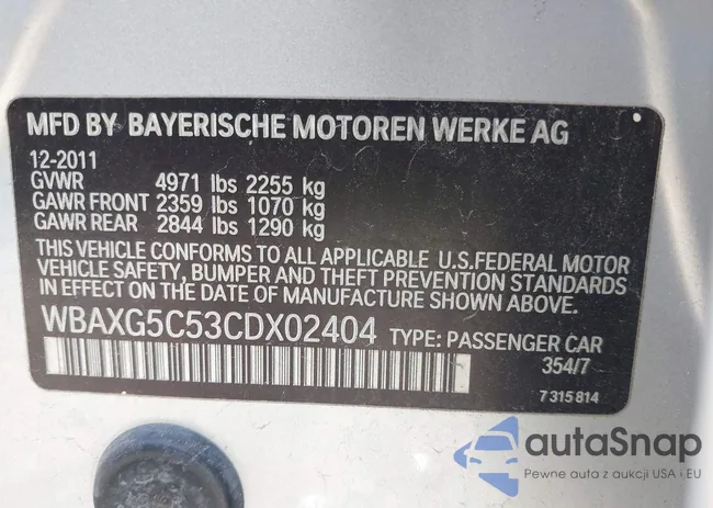 WBAXG5C53CDX02404: 42531074